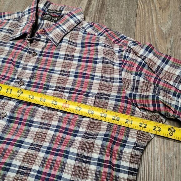 BARACUTA Shirt Men’s Large Multicolored Check Short Sleeve Button Up Logo - Picture 6 of 6